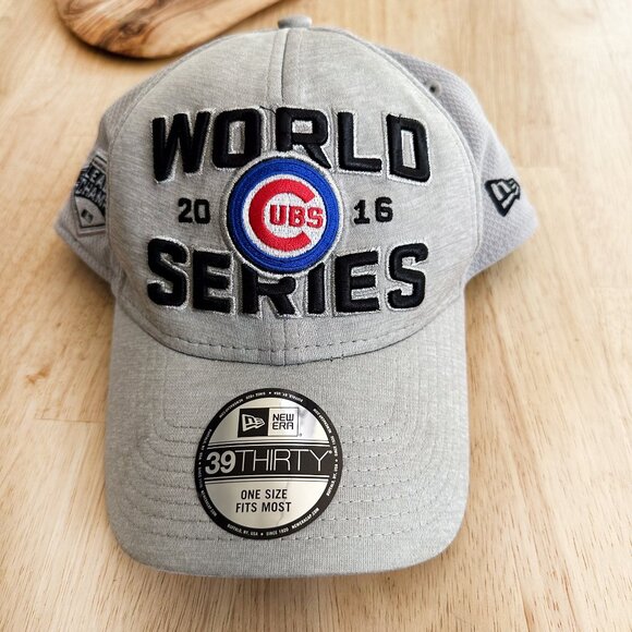 World Series 2016 Cubs Baseball Hat NWT Gray New Era Flex Fit‎ - Picture 1 of 8